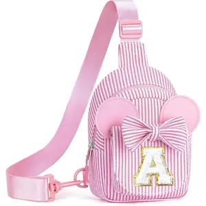 Birthday Gifts for Girls Kids, Personalized Small Initial Pink Sling Bag for Kid Girls| Small Initial Monogram Fanny Packs Crossbody Bag Purse for Girl Kid Year Old Birthday Gifts (Pink A)