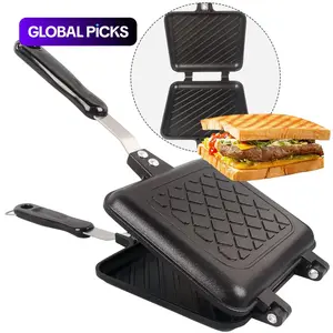 Non-Stick Sandwich Grill Pan, Toasting & Grilling, Portable Breakfast Pot, Dual-Sided Non-Stick Coating, Heat-Resistant Handle, Kitchen Essential, Nonstick Sandwich Maker, Sandwich Toaster, Gourmet Sandwich Maker #GLOBAL PICKS