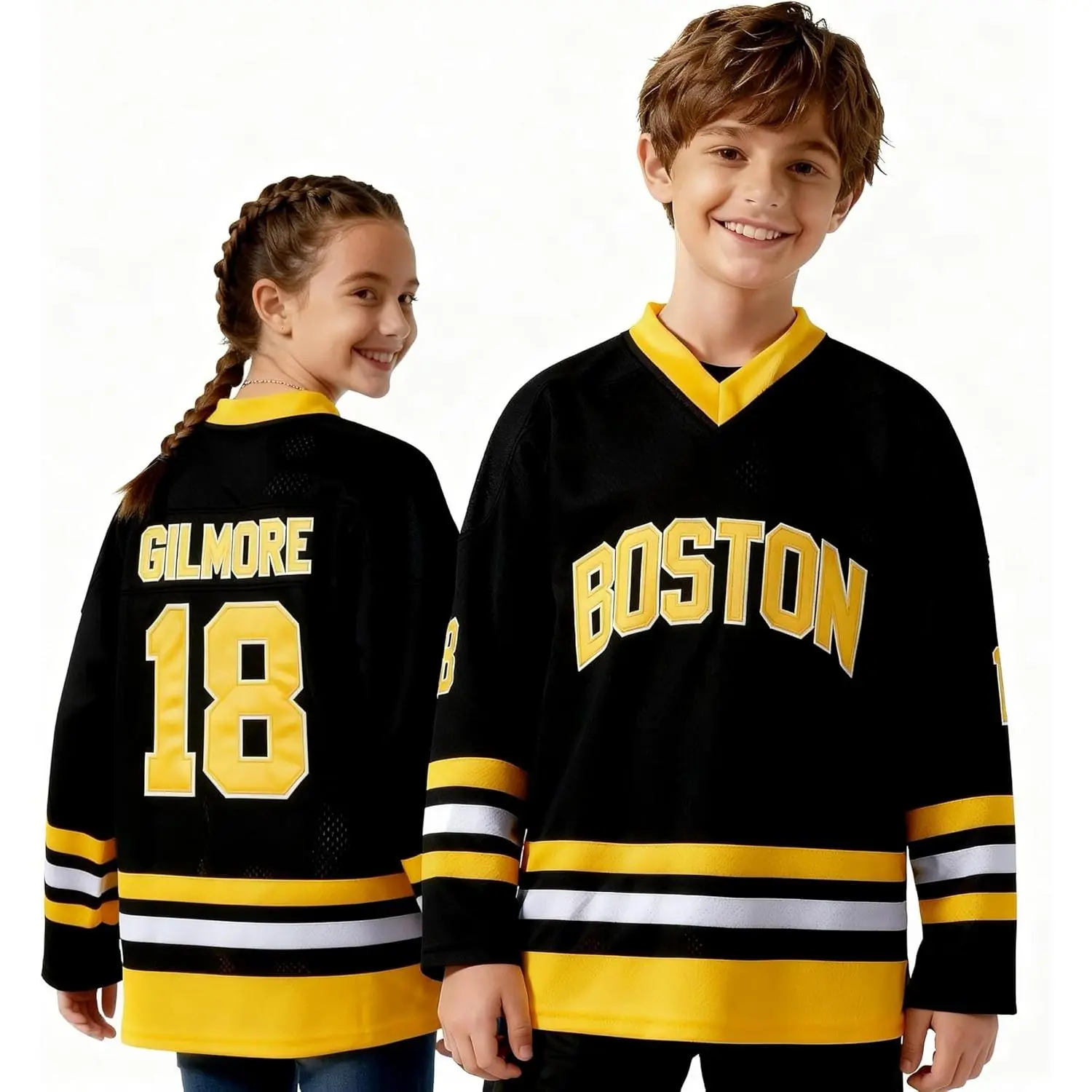 Men's Youth 18 Gilmore Moisture-Wick Ice Hockey Jersey - Loose Fit Shirts, Stitched Letters, All Seasons Sports Top for Kids
