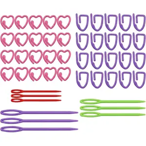 40 count Knitting  Markers Set with 9 count Large Eye Yarn , Colorful Plastic Knit Accessories for Knitting Crochet DIY Craft  for Women Mom