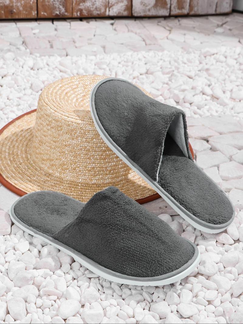 Women's Solid Color Thick Plush Slippers, Casual Soft Comfortable Home Slippers, Hotel Slippers, Non-Disposable, Machine Washable & Dry Cleanable, Non-slip Slippers for All Seasons