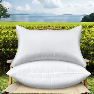 12 x 20 Waterproof Outdoor Throw Pillow Inserts Set of 2 Premium Rectangle Lumbar White Decorative Pillow Stuffers Small Cushions for Couch Sofa Indoor Outdoor Use