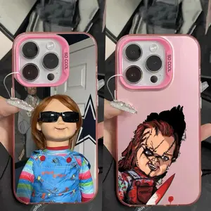 Horror Scary C-Chucky Doll Cute Pink  Phone Case For iPhone 17 Promax 17E 16 15 14 13 12 11 Pro Max 17Air Plus Anti-Fall Transparent   TPU Smartphone  shockproof protection Soft silicone   Protective  Back Cover