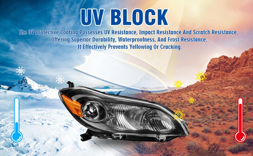 Headlight Assembly Compatible with 2009-2013 Toyota Matrix, Headlamp w/Bulbs Black Housing Amber Reflector Pair Left and Right # TO2502184, TO2503184