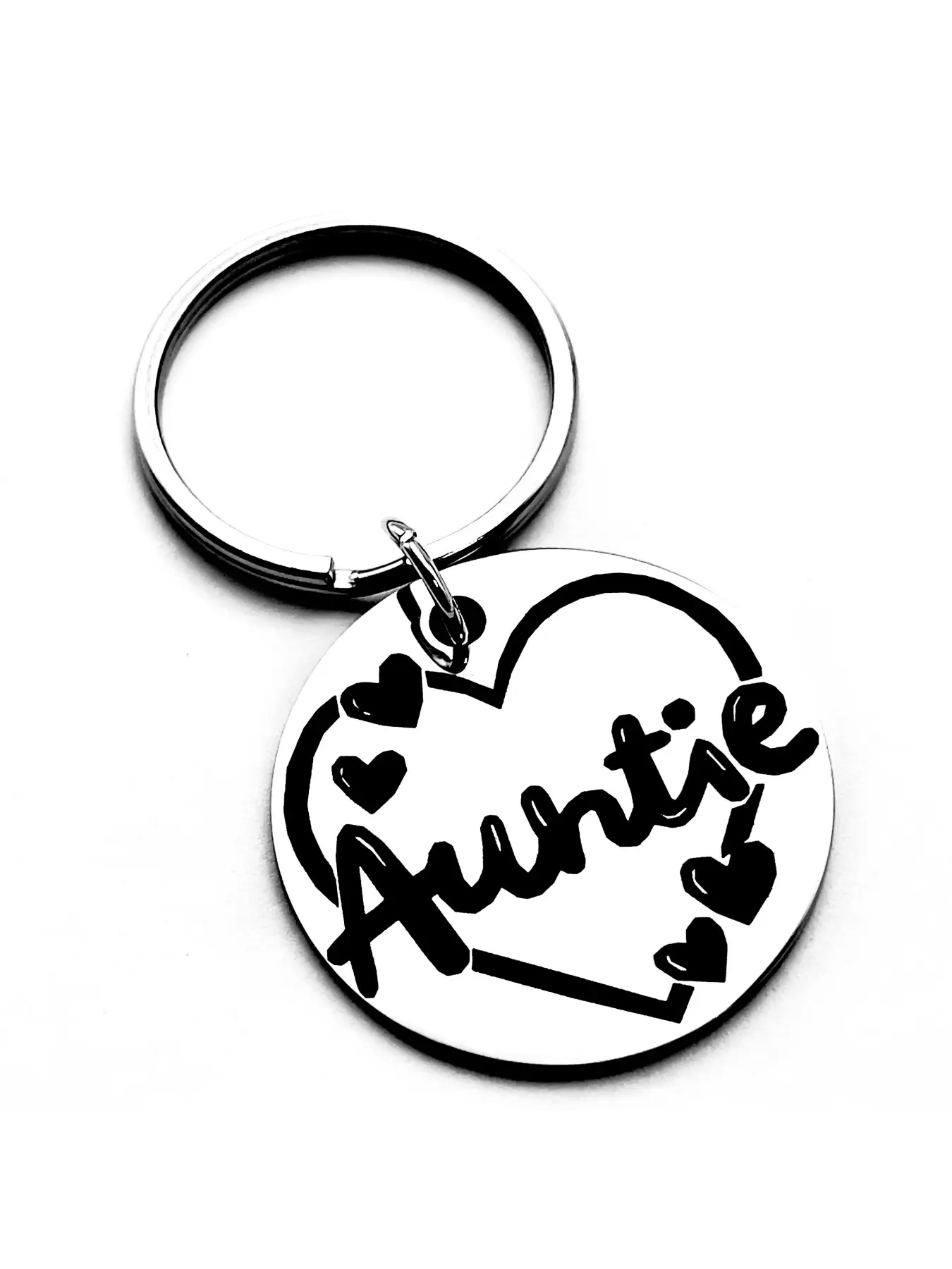 A Stylish And Simple Keychain Gift For Aunt, A Gift For Nephew To Give To Aunt, A Birthday Gift, A Gift For Family Metal Keychain