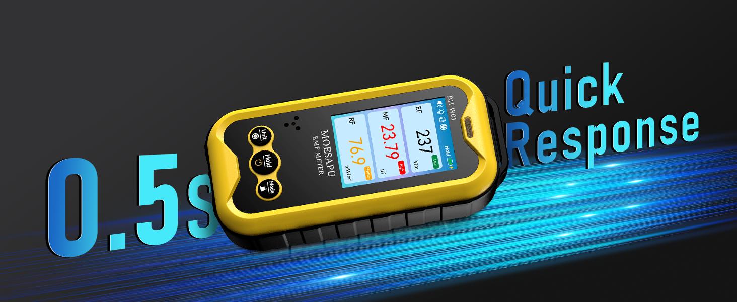 EMF Meter, Electromagnetic Radiation Detector for EF MF RF Field, Radio Frequency Monitor, Battery Reader for Ghost Hunting, BH-W01