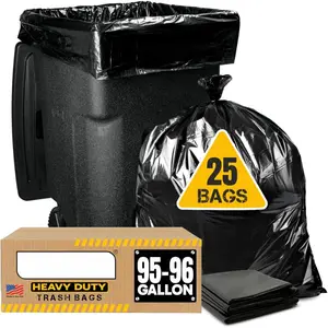 95-96 Gallon Trash Bags Heavy Duty (25 Bags w/Ties Value pack)  Trash Bags, 90 Gallon, 95 Gallon, 96 Gallon, 100 Gallon