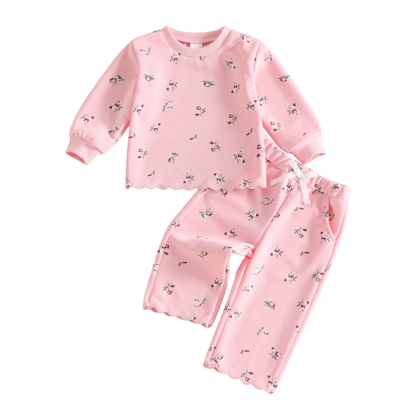 Toddler Baby Little Girl Outfits Print Long Sleeve Pullover + Pants 2 Pcs Set Fall Winter 6M-4T