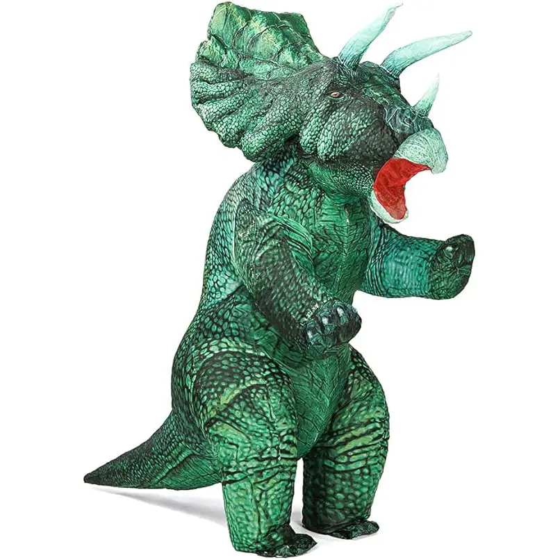 Realistic 3D Printed Triceratops Inflatable Dinosaur Costumes Without Battery, Suitable for Adults 155-190cm, Includes Fan and Battery Box, Perfect for Halloween Cosplay Parties