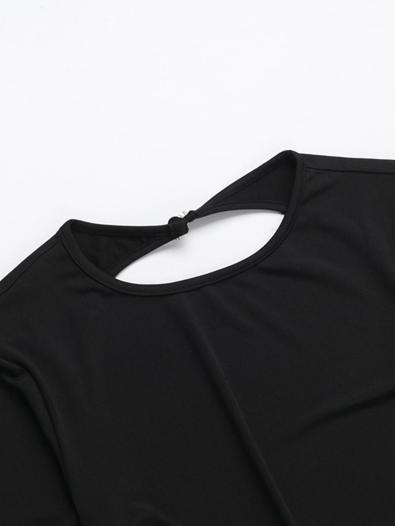 Women's Solid Long Sleeve Bodycon Dress, Casual Fashion Mini Dress for Daily Outdoor Wear, Ladies Clothes for All Seasons