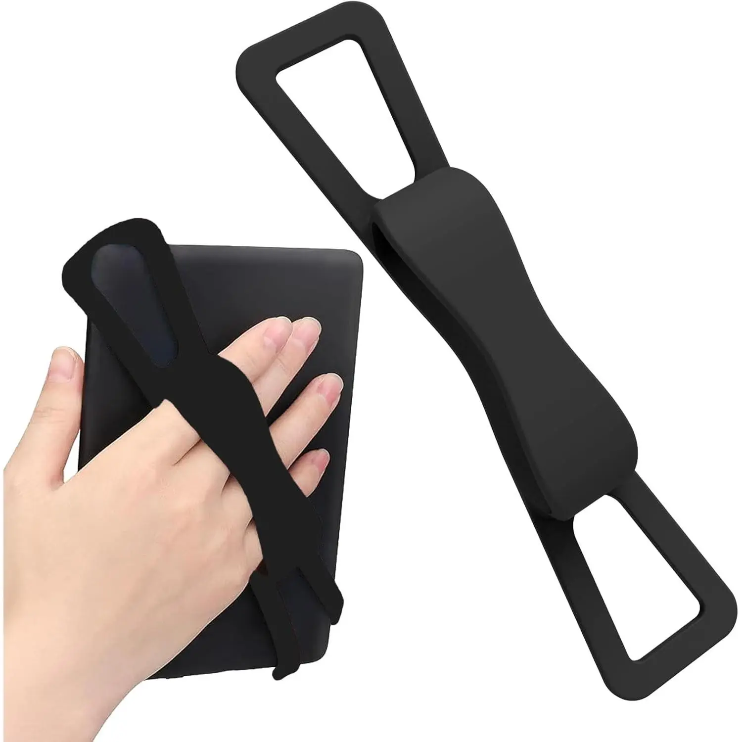 Comfortable Hand Strap for 6-8" Kindle and Tablets, High-Elasticity Hand Strap Finger Grip Holder for Tablet/Paperwhite/Kobo//E-Book/Phone (Black)