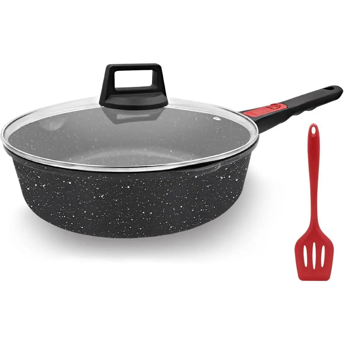 12 Inch Frying Pans Nonstick with Lid, 5 Qt Large Deep Frying Pan Skillet with Cover, Non Stick Cooking Saute Pan Compatible with  Stovetops, Detachable Handle, Oven Safe, PFOA PFOS Free
