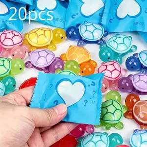 20pcs Cute Transparent Glowing Mini Turtle Blind Box Toys, Random Colors, Resin Material, Collectible Desk Decor Gifts for Kids