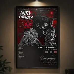 NBA YoungBoy Until I Return Album Cover Canvas Wall Art Poster, 360 Alley Hip Hop Rapper Music Print, Modern Canvas Artwork, Waterproof Canvas Decor for Bedroom Living Room Dorm Studio, Gift for Music Fans Men Teens, Family Room Decoration