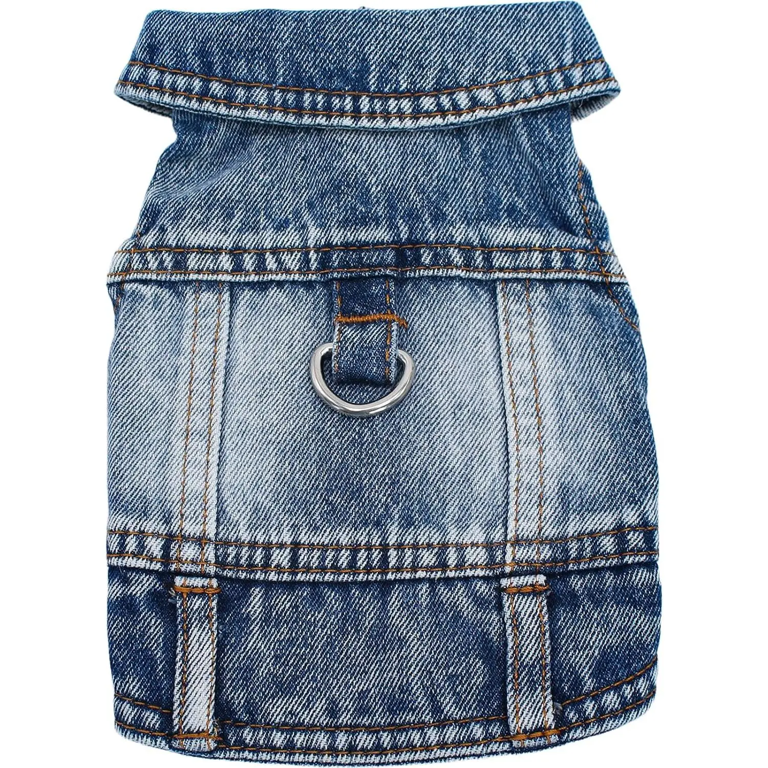 Puppy Clothes for Small Dogs Boy,Classic  Denim  Coat, Jeans Jacket with Leash D-Ring,  Costumes,Cooling Harness Vest for Walking (Blue, X-Small)