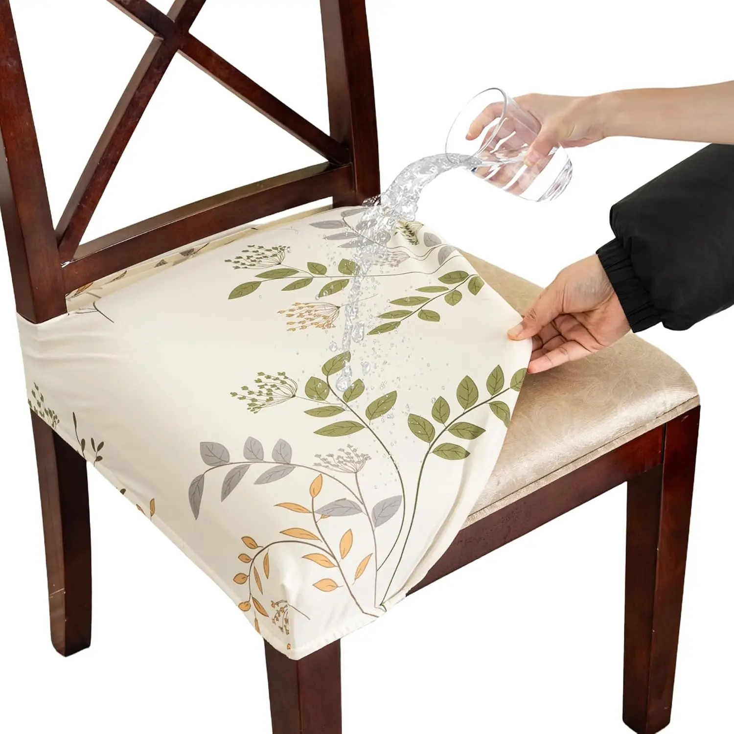 Waterproof Dining Chair Seat Cover Set of 4 Stretch Slipcover,L,01| Non-Slip Seat Slipcover for Dining Chairs, Washable Removable Chair Protectors for Living Room,Hotel,