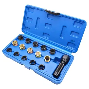 16pcs Spark Plug Repair Kit, Carbon Steel M14 X 1.25 Thread Repair Tools, Rethreading Set with Portable Case, Home and Auto Use