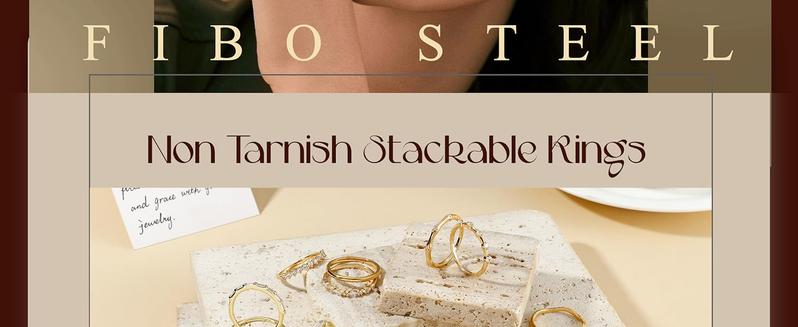 FIBO 6 Pcs 14K Gold Plated Stacking Rings for Women Dainty Cubic Zirconia Eternity Band & Vintage Wave Ring Set Hypoallergenic Non Tarnish Aesthetic Finger Jewelry for Wedding Promise Travel Size 5-10 FIBO 6 Pcs 14K Gold Plated Stacking Rings for Women Dainty Cubic Zirconia Eternity Band & Vintage Wave Ring Set Hypoallergenic Non Tarnish Aesthetic Finger Jewelry for Wedding Promise Travel Size 5-10