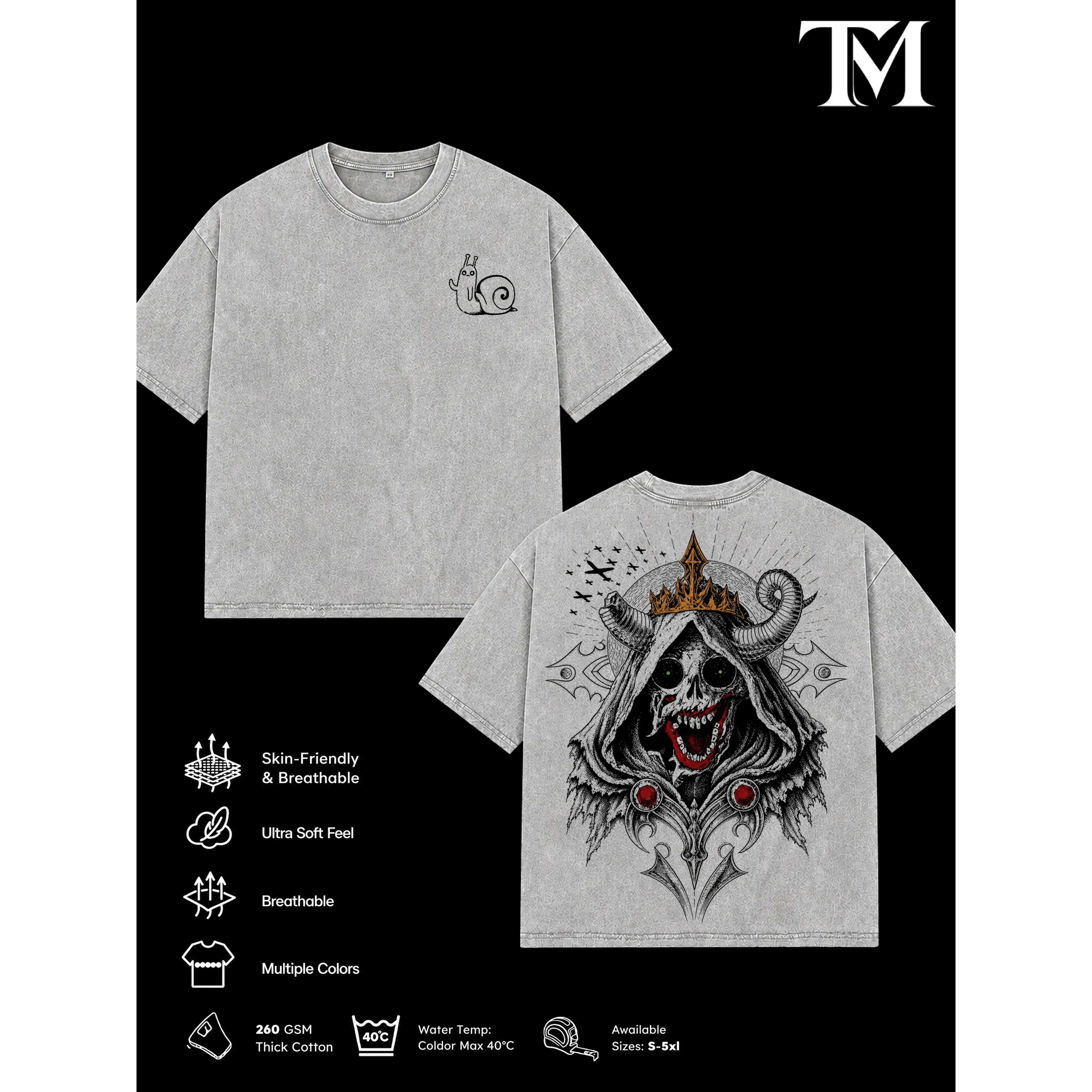 The Lich Adventure Time Vintage Washed Oversized T-Shirt, Double Printed Dark Fantasy Graphic Tee, Heavyweight Cotton Cartoon Streetwear, Retro Gothic Fan Merch, Unisex Gift For Adventure Time Fans
