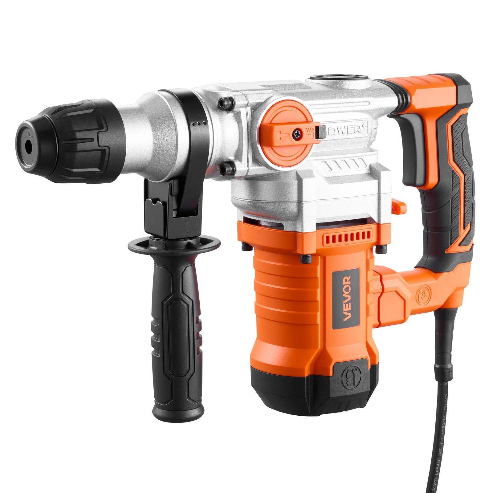 VEVOR Rotary Hammer Drill, 1-1/8 in SDS-Plus Electric Corded Heavy Duty Rotary Hammer, Including 3 Drill Bits, Flat Chisel, Pointed Chisel, Grease, Brush, and Carrying Case, for Concrete and Masonry VEVOR Rotary Hammer Drill, 1-1/8 in SDS-Plus Electric Corded Heavy Duty Rotary Hammer, Including 3 Drill Bits, Flat Chisel, Pointed Chisel, Grease, Brush, and Carrying Case, for Concrete and Masonry