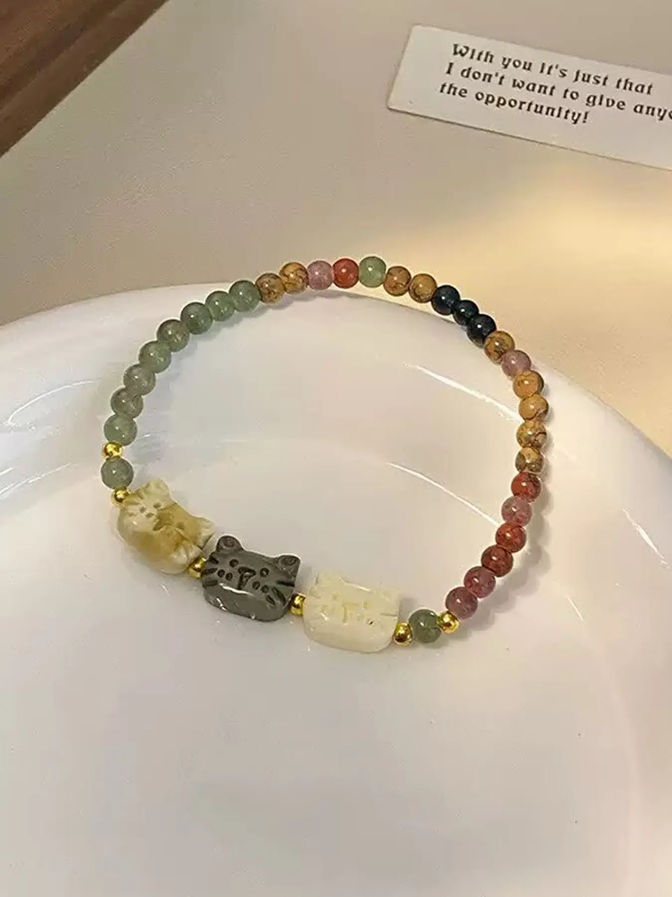 1pc Flower-Faced Kitten with Niche Design, New Gift with Easy And High-End Design, Jewelry Gift, Cute Beaded Bracelet with Handmade Additions