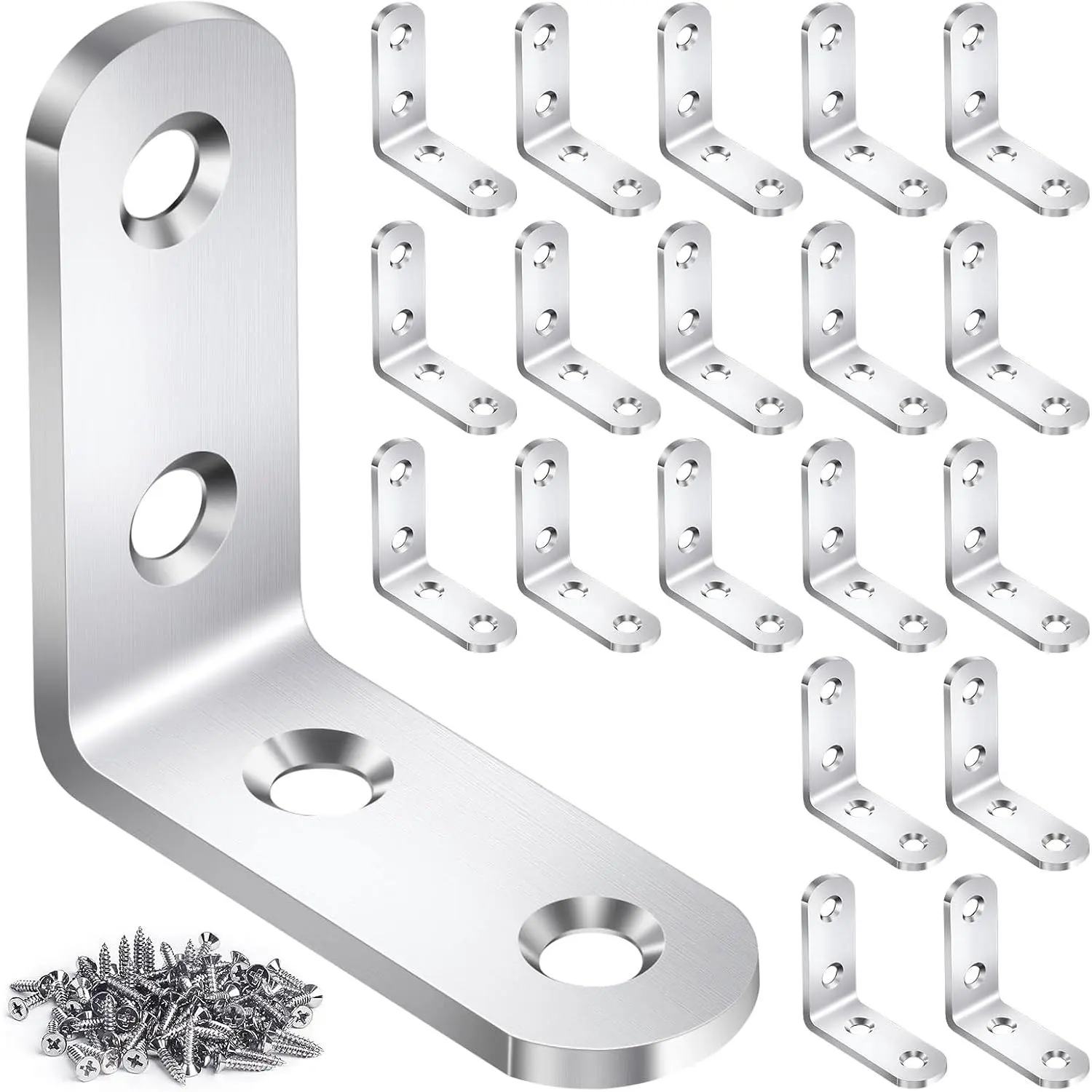 20pcs L-shaped bracket angle brace, stainless steel L-shaped bracket for wooden frame