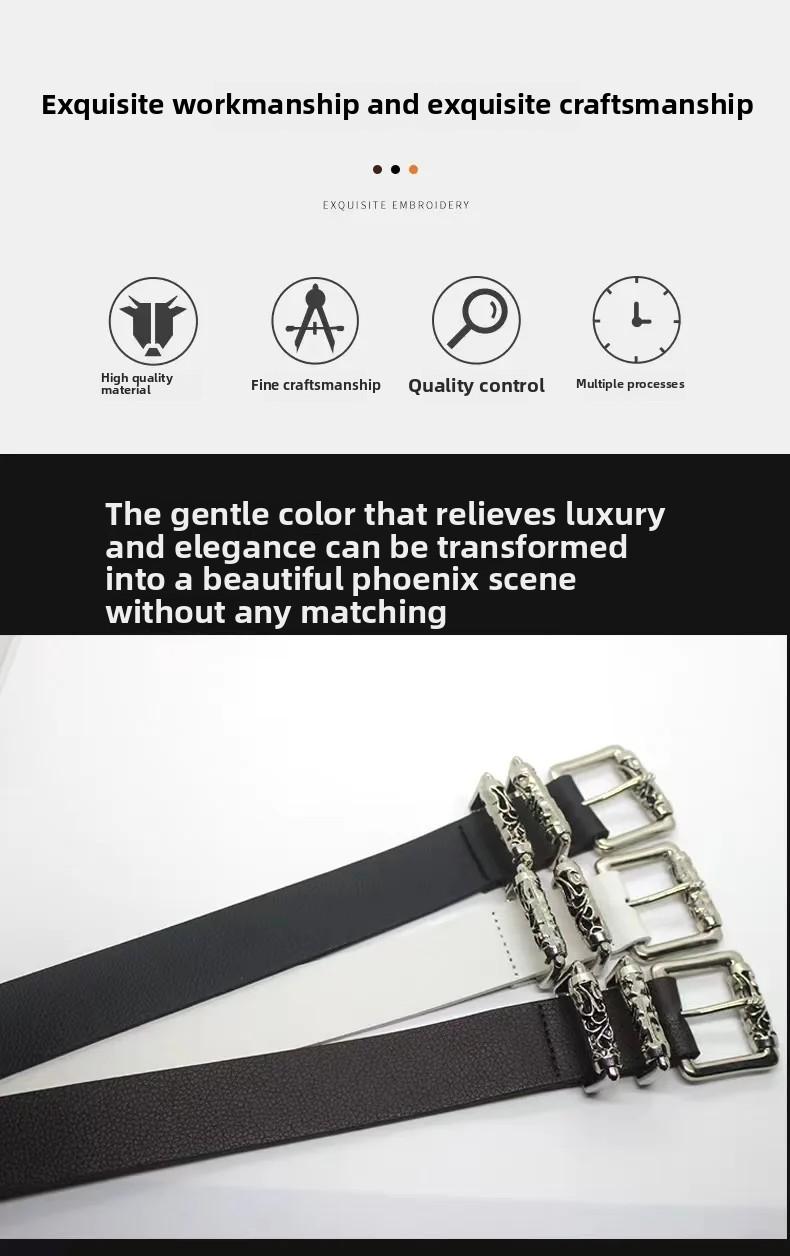 New Silver Alloy Engraved Roller Buckle Hollow Punk High Street Fashion Belt for Men And Women