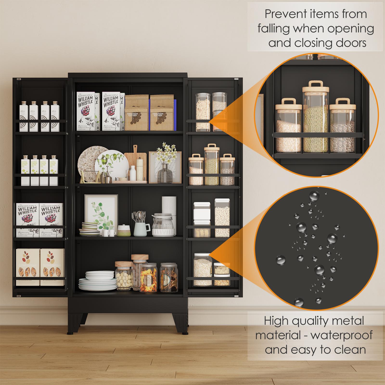 Metal Kitchen Pantry Cabinet,47.24“ Tall Storage Cabinet with 2 Doors, Cupboard with 8 Hanging Shelves and Adjustable Shelves for Kitchen, Dining Room mothersdaygift White Aesthetic Metal Kitchen Pantry Cabinet,47.24“ Tall Storage Cabinet with 2 Doors, Cupboard with 8 Hanging Shelves and Adjustable Shelves for Kitchen, Dining Room mothersdaygift White Aesthetic