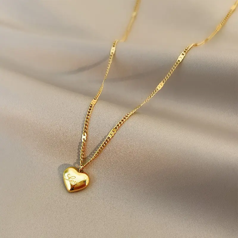 Women's Simple Heart Shape Pendant Charm Clavicle Chain, Lightweight Fashion Costume Jewelry Accessory for Spring-Summer Daily Female Wear, Elegant, Stylish Accessories, Daily Match, Chain Accessory Necklaces