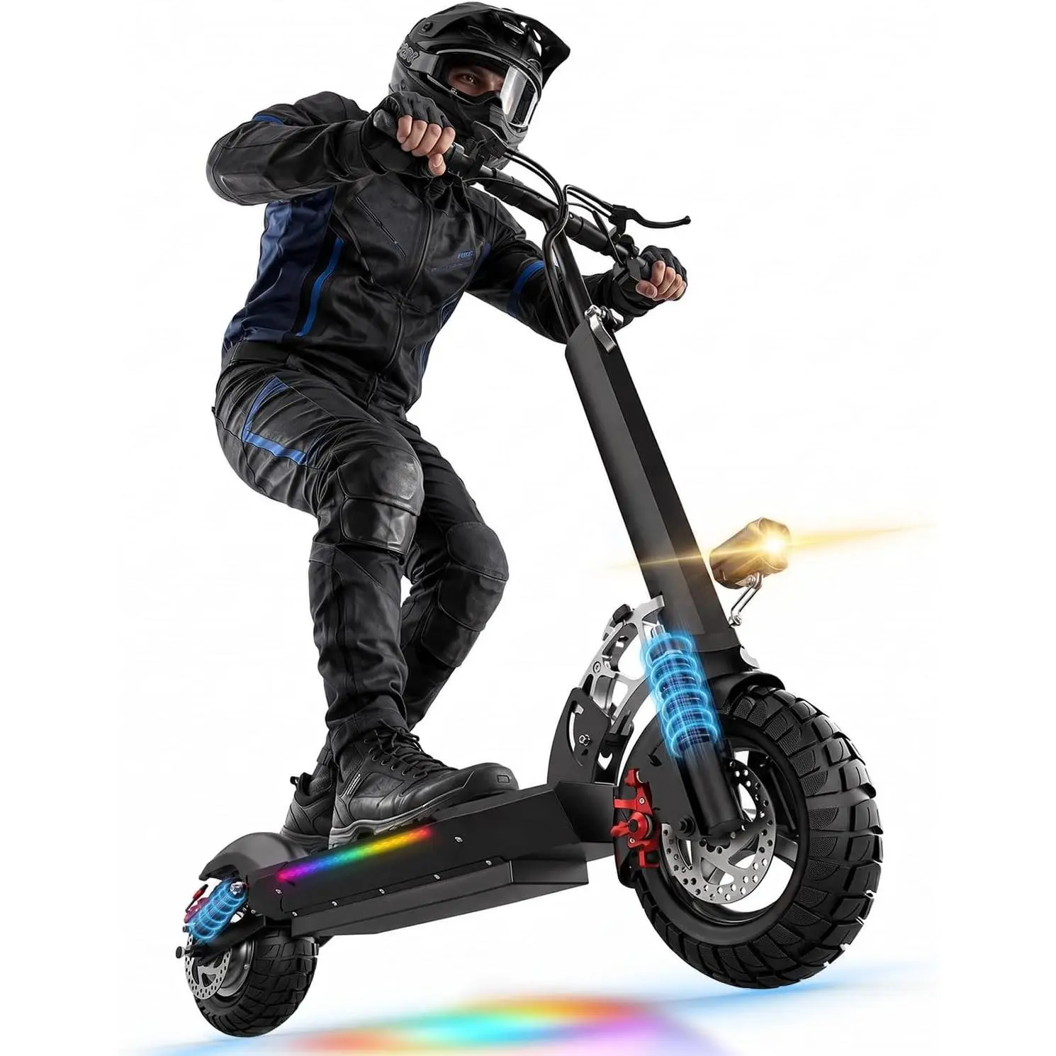 Soonaway Adult Foldable Electric Scooter with Seat, 1500W Peak Motor, 26 MPH Max Speed, 45 Mi Range, 48V 13AH Battery, Dual Suspension, 10" Heavy-Duty Tires, 300+ lbs Load Capacity Commuter Sport E-Scooter