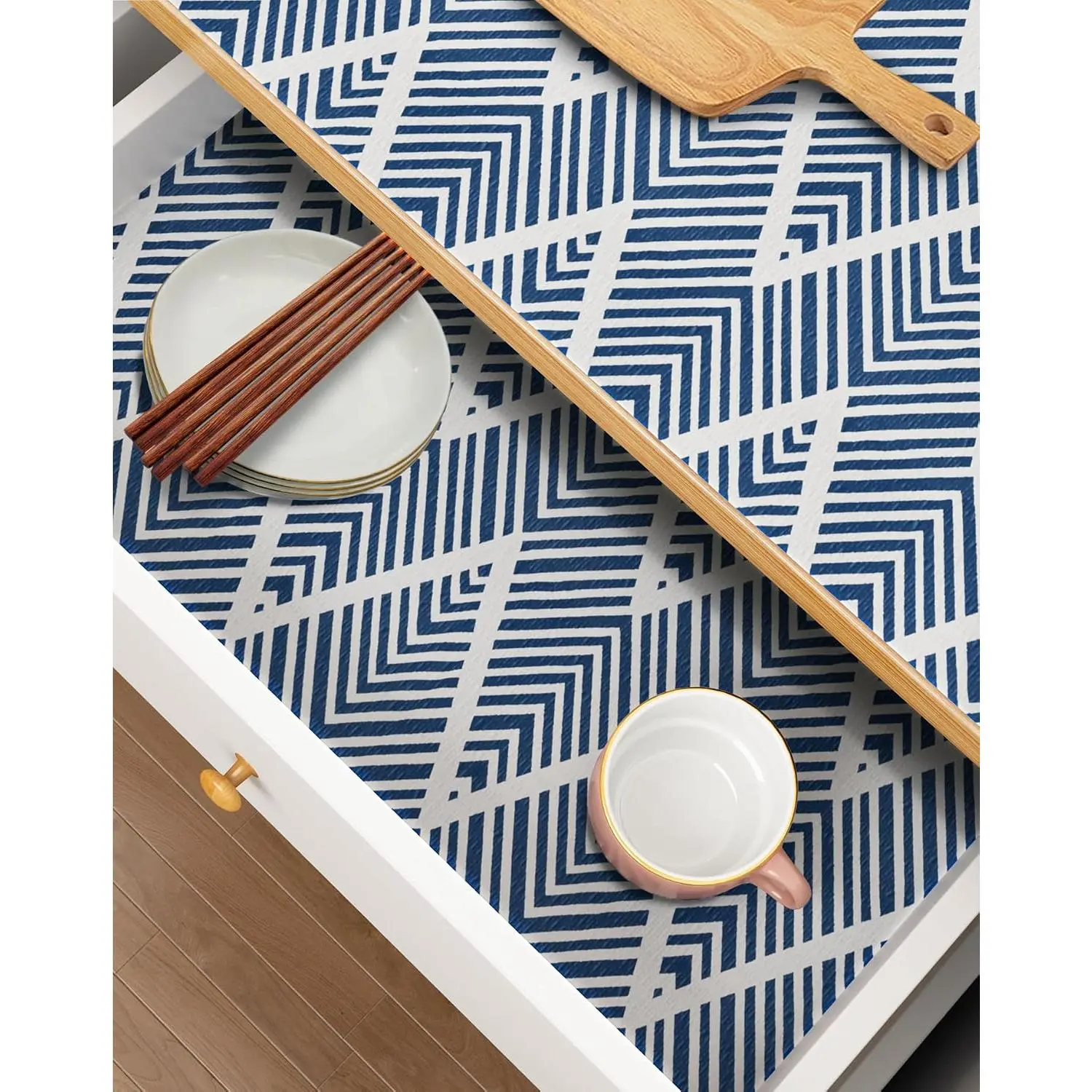 Shelf and Drawer Liner Non Adhesive Non Slip Blue 12in ×11.8FT | Shelf Liners for Kitchen Cabinet,  Grip Washable and , Durable Shelf Paper for Dresser,Pantry, Shelves Decor
