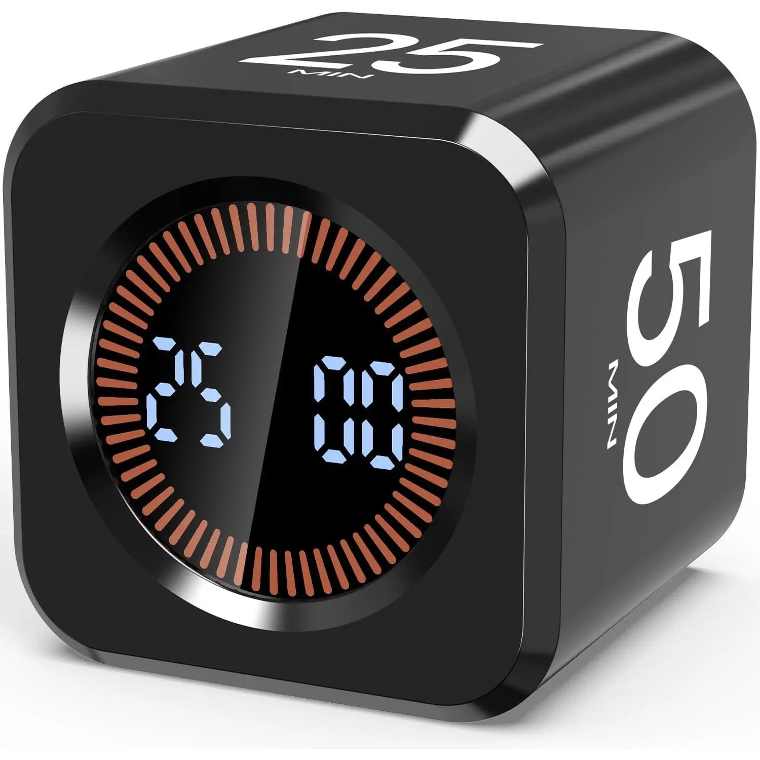 Plastic Digital Cube Pomodoro Timer - Kitchen Utensils Gadget with 5/10/25/50 Mins Presets, Silent & Sound Modes, Custom Time Setting, Flip Visual Countdown for Desk Work & Classroom Games Use, ADHD-Friendly, Study