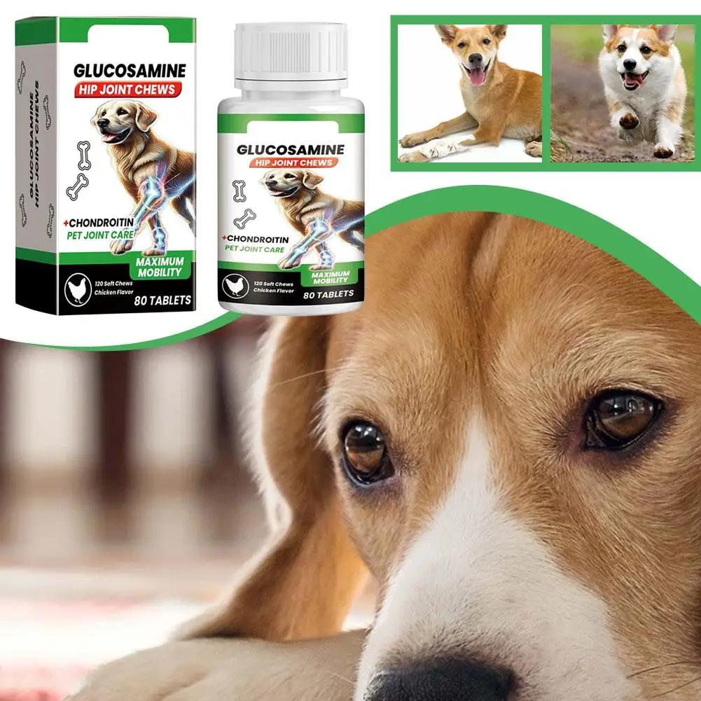 80 Tablets Nutritional Supplement Chondroitin Soft Chew Hip Joint Dogs Enhance Vitality Chicken Flavor Pet Joint Care Tablets