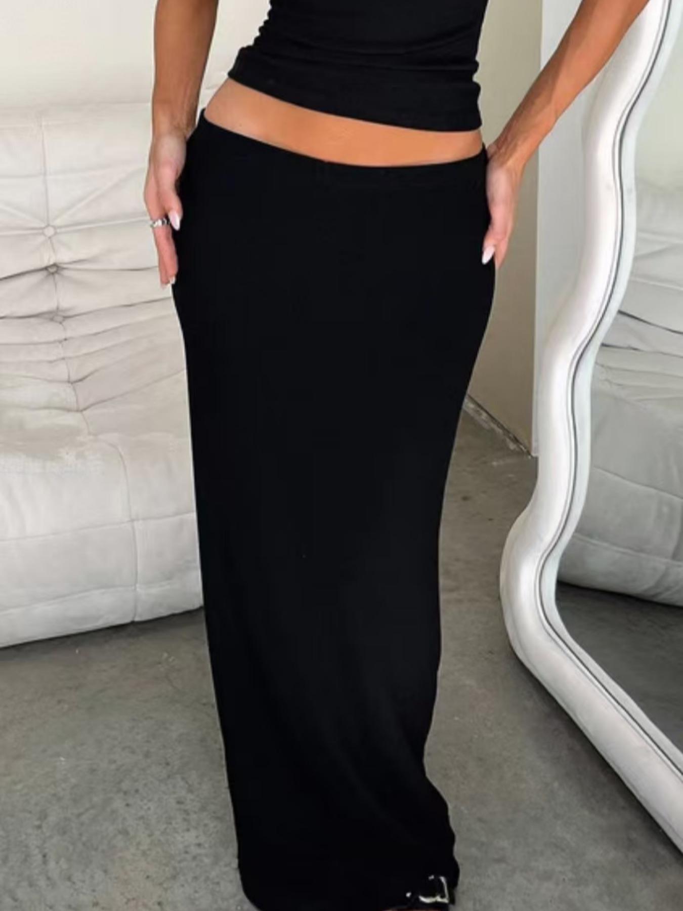 Women's Solid Color Skirt, Elegant Fashion Long Skirt for Daily Outdoor Wear, Women's Bottoms for Summer