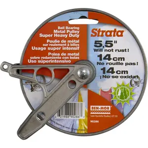 Strata Ball Bearing Style Clothesline Pulley - 5.5'' Heavy Duty Metal, Rustproof Silver for Outdoor Laundry Drying, Clothes Line Pulley for Clothes, Coats, Blankets, and More (1 Unit)