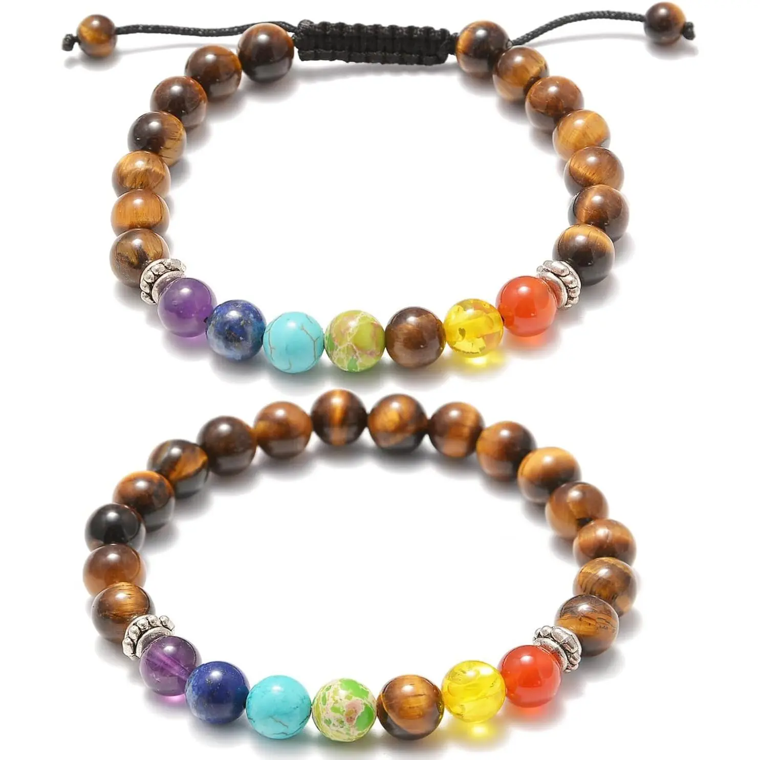 2 count His & Hers Distance Bes Bracelets Elastic  Stone Yoga Bracelet