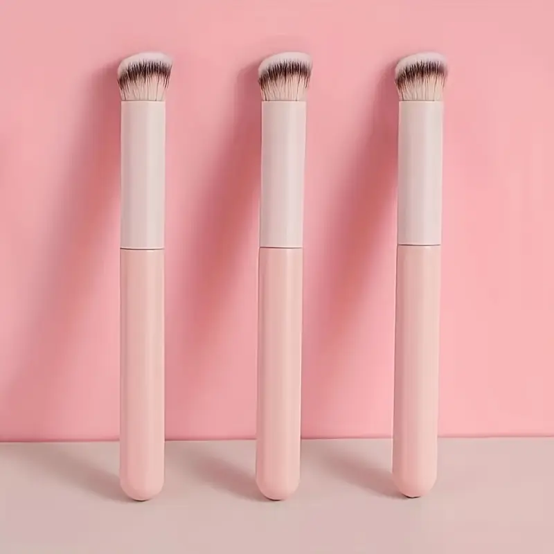 Concealer Brush Under Eye Mini Angled Flat Top Kabuki Nose Contour Brush for Concealing Blending Setting Buffing with Powder Liquid Cream Cosmetic Pro Small Makeup Foundation Brushes 270