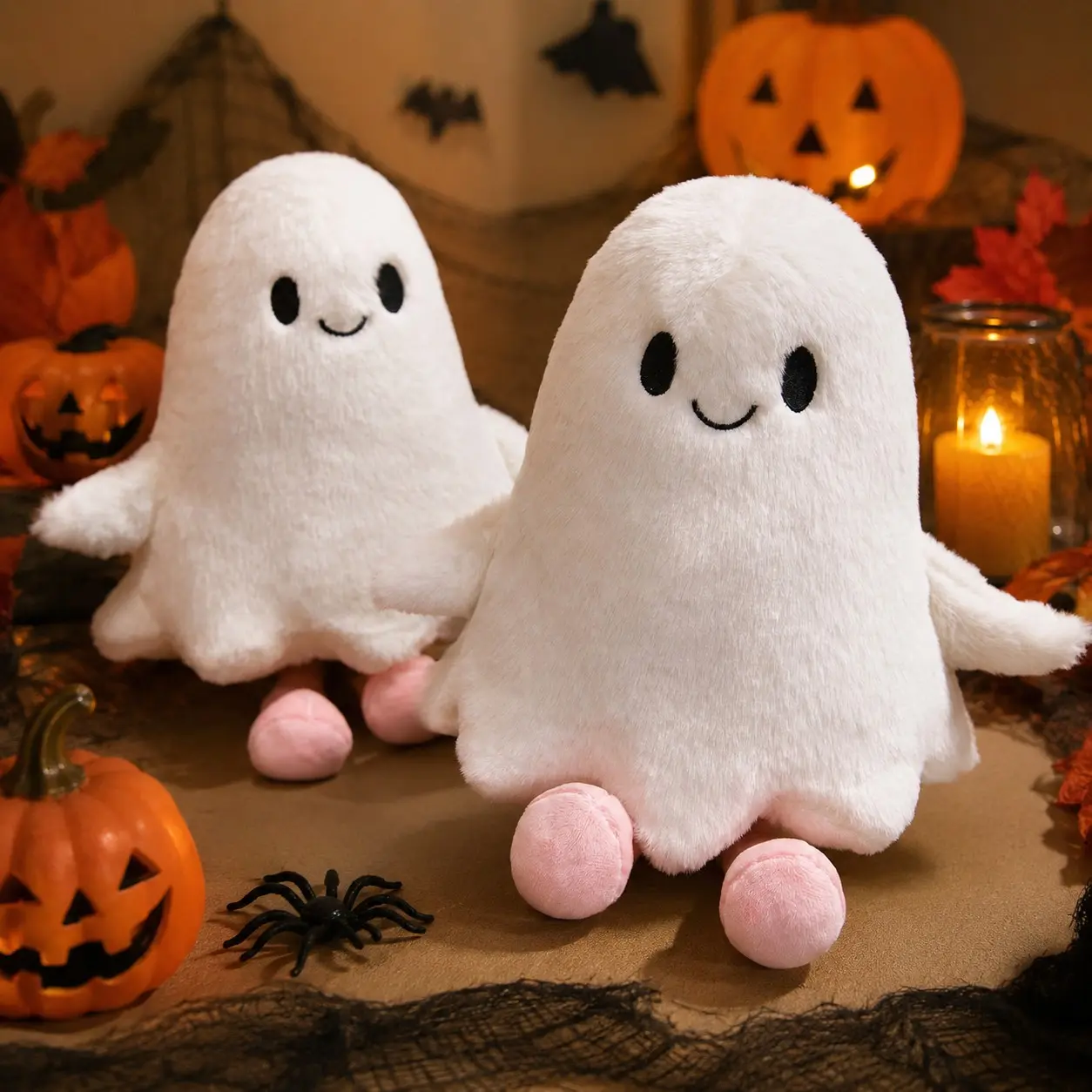 Halloween Ghost Pumpkin Pillow, Cute and Shy Cloud Ghost Design, Funny and Healing Series Perfect for Halloween Atmosphere Decorations, Elegant Halloween Gift for Friends.