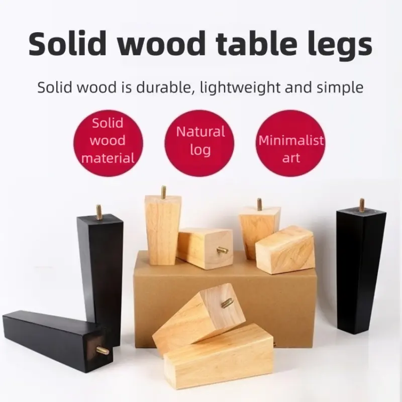 4-Pack Furniture Legs, Solid Wood Replacement Legs, Easy Installation, Suitable for Tables, Cabinets, Sofas, Beds, Desks, Home
