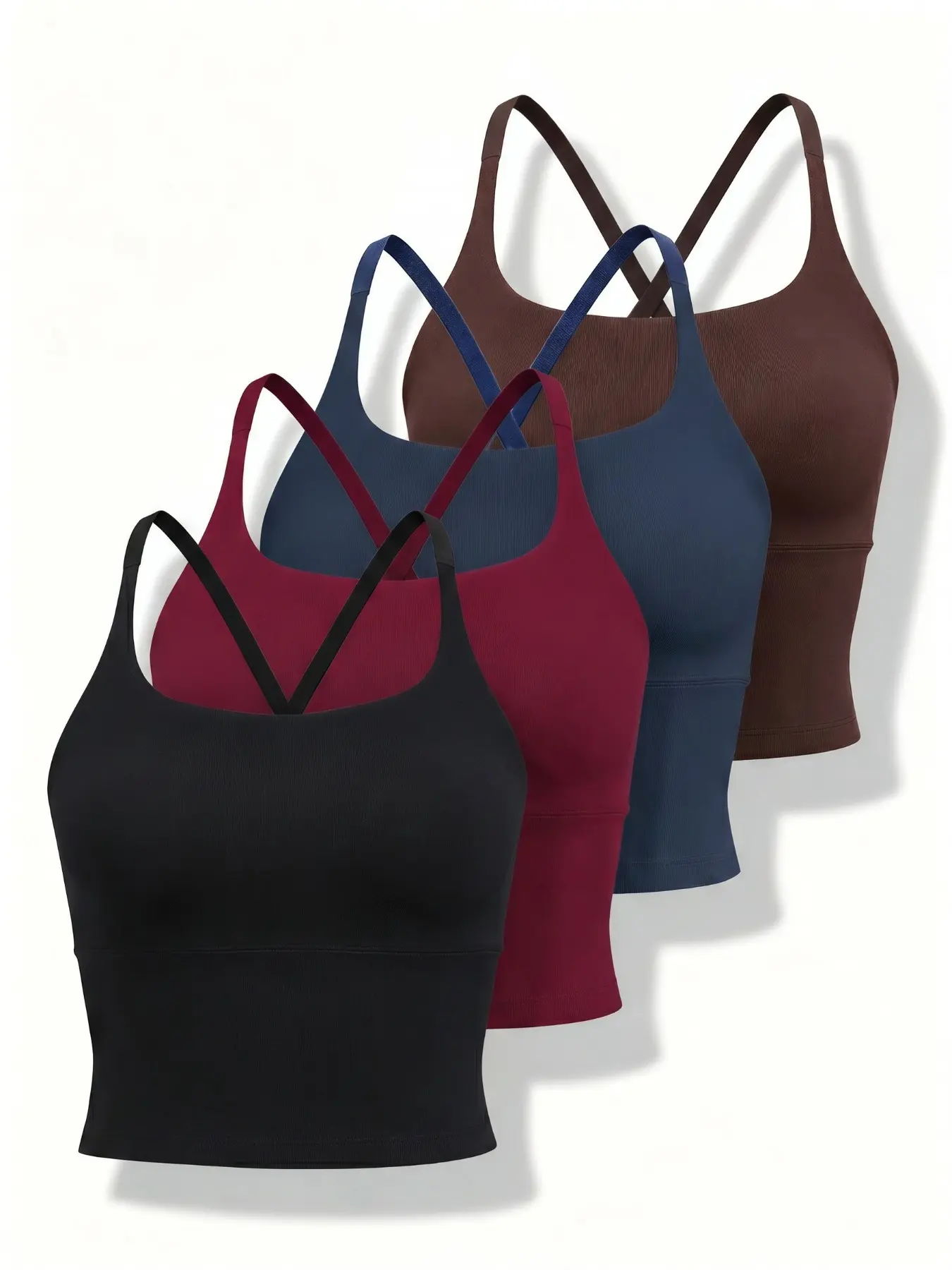 Single-piece, multi-pack adjustable double-strap sleeveless halter sports top, straps crossed at the back, high elastic, light and breathable, suitable for women's yoga, exercise, fitness and going out in autumn and winter, available in multiple colors