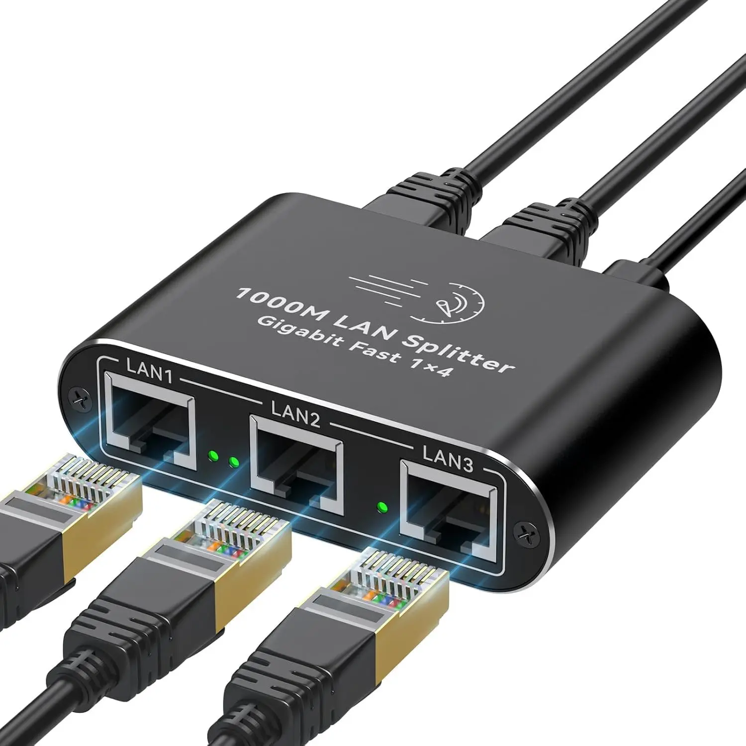 Ethernet Splitter 1 to 2 Mini Gigabit Internet  1 in 2 Out LAN and RJ45 Port Splitter High Speed Network Adapter for 5/5e/6/7/8 with USB c Power