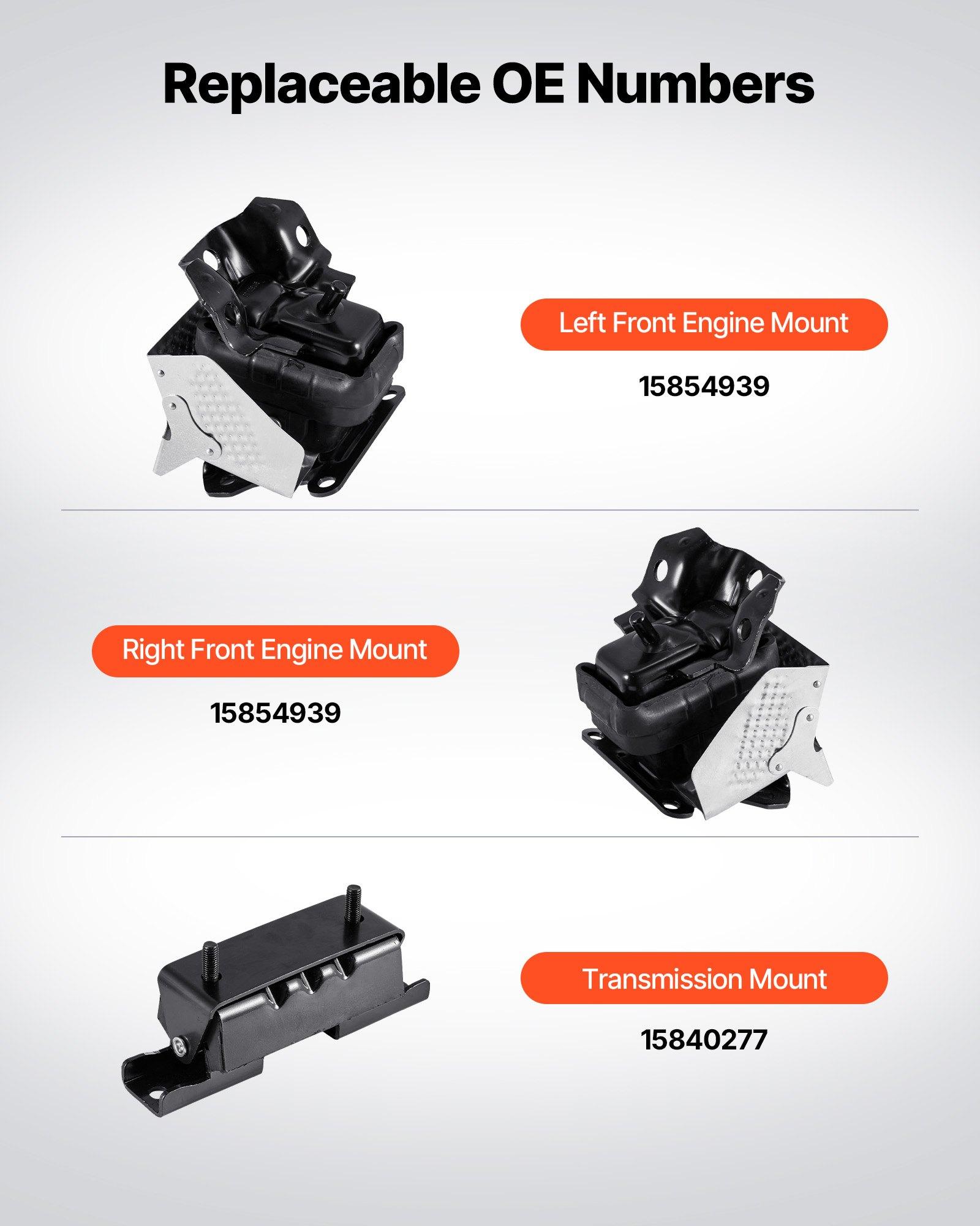 VEVOR Engine and Transmission Motor Mount Kit Replacement, Set of 3, Compatible with 2007–2013 Chevrolet Silverado 1500 5.3L V8, Replace OE # A5365, A5365, A2638, Secure Support VEVOR Engine and Transmission Motor Mount Kit Replacement, Set of 3, Compatible with 2007–2013 Chevrolet Silverado 1500 5.3L V8, Replace OE # A5365, A5365, A2638, Secure Support