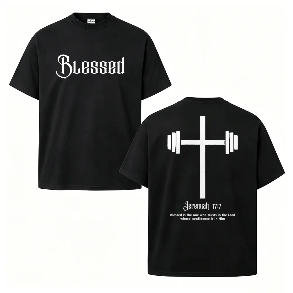 Unisex Christian Blessed T-Shirt with Jeremiah 17:7 Verse, Heavyweight 100% Cotton Short Sleeve Crew Neck for Gym, True to Size & Wash-Safe, Short Sleeve Tops, Pure Cotton, True Size, Basic