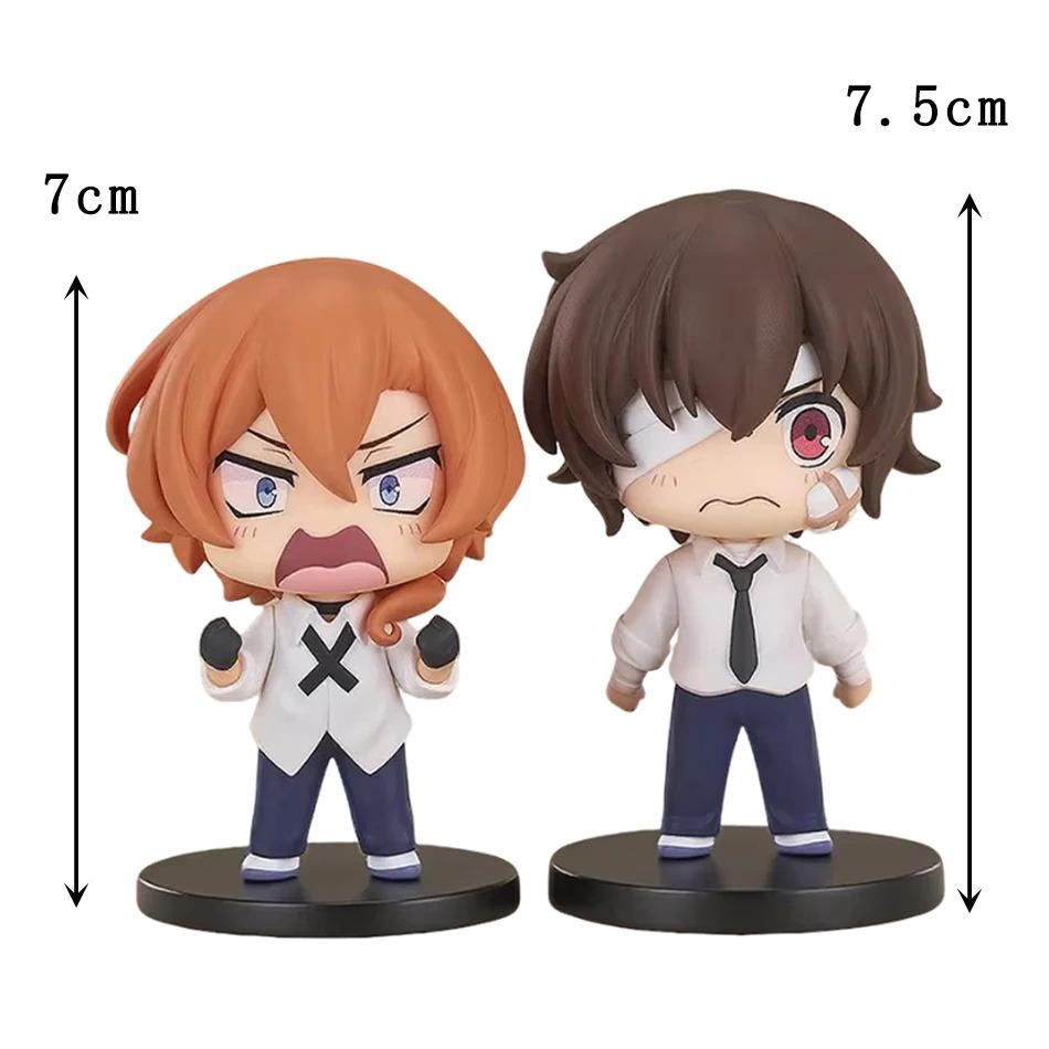 Q version 7cm bungo dogs vagrants dazai osamu chuuya nakahara figure pvc Japanese cartoon model statuettes decoration toy collec