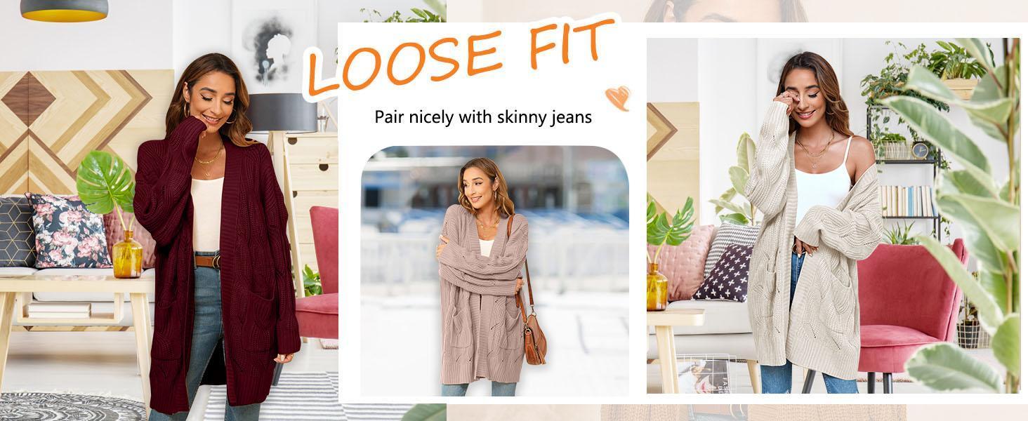 【1XL-5XL】Imily Bela Curve Women's Cardigan Sweaters Long Sleeve Plus Size Solid Cable Knit Open Front Outerwear with Pockets