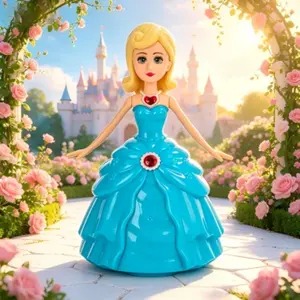 Shiny Blue Princess Doll, Omnidirectional Movement, Rotating Light Music Toy, Best Gift for Christmas Birthday Easter, Girls' Favorite