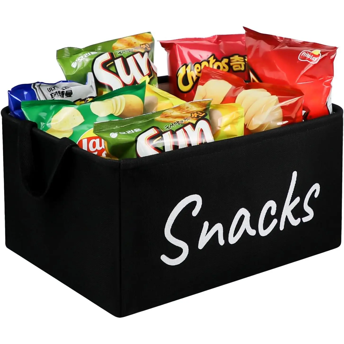 1Pc Snack Bin for Pantry - Snack Basket Organizer for Countertop - Imitation Linen Snack Storage Containers for Storing Chips, Pretzels, Cookies, Popcorn and more - Kitchen Organization