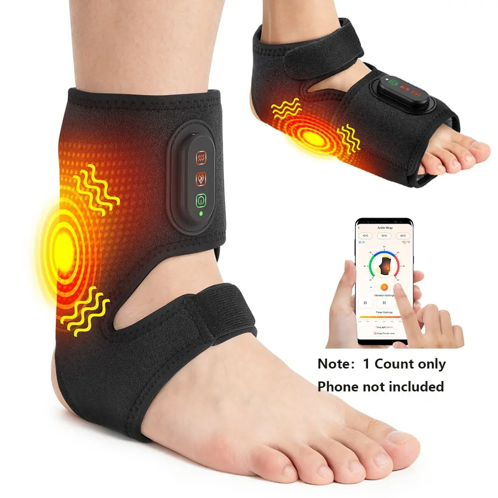 Ankle Foot Massager with APP Control, 3 Levels Vibration, 3 Heat Settings, Smart Timer, Comfortable Ankle Foot Heel Care Relax Device