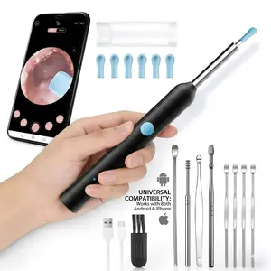 Ear Wax Removal Kit with 1080P HD Camera 6 Tips Safe Waterproof Portable Visual Endoscope Wireless WiFi Light iOS Android Compatible Earwax Remover Tool Ear Pick Set Ear Cleaning Tool cleaner soft silicone Rechargeable Ear Wax Remover wab