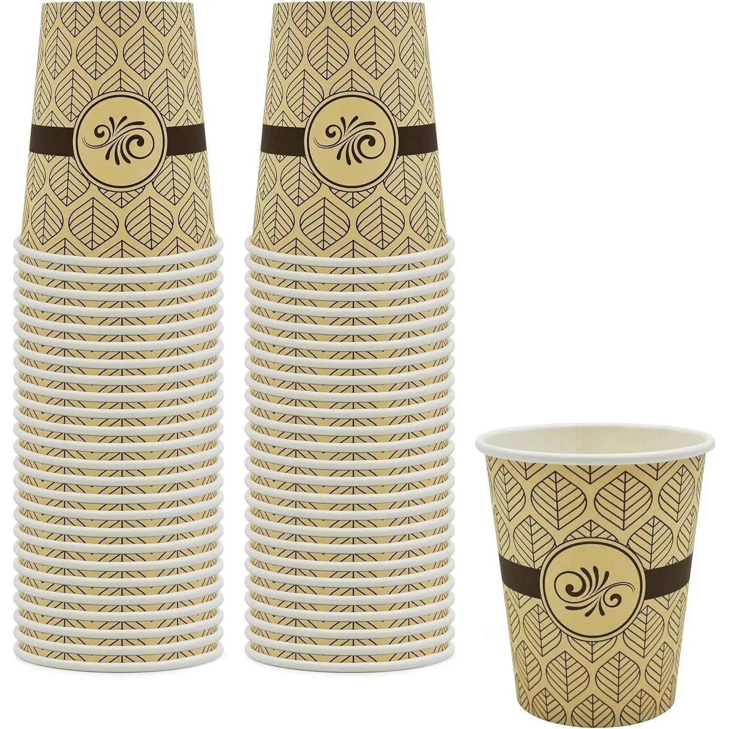 Disposable Paper Coffee Cups 8 oz,Single-Use,Leak Resistant,50 Count